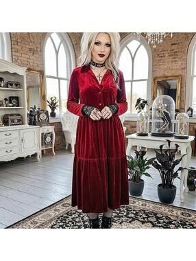 Women's Red and Burgundy Dress
